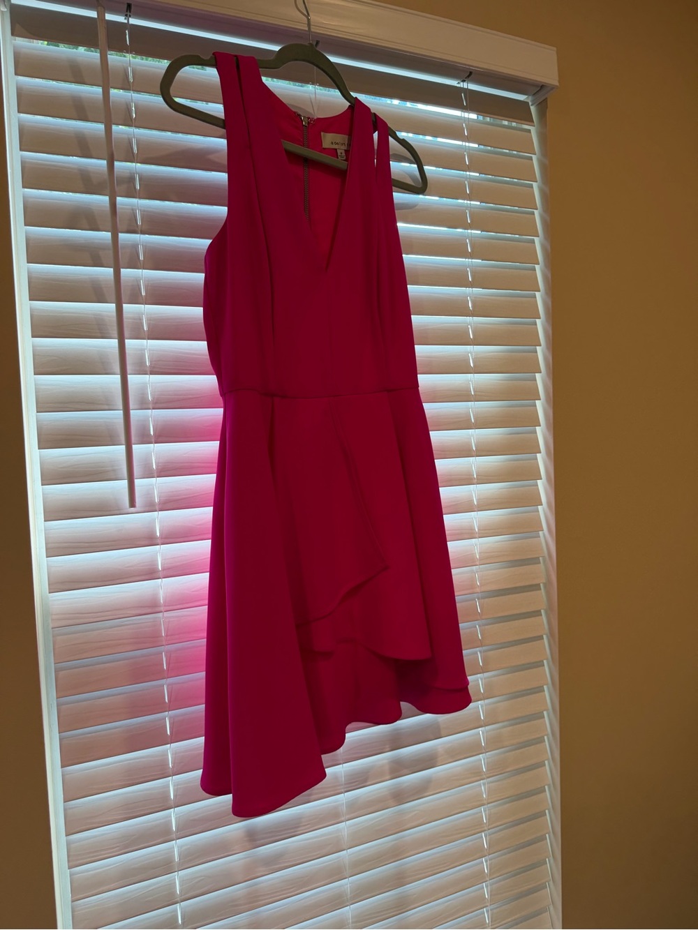 Sleeveless Hot Pink V-Neck A-Line Dress